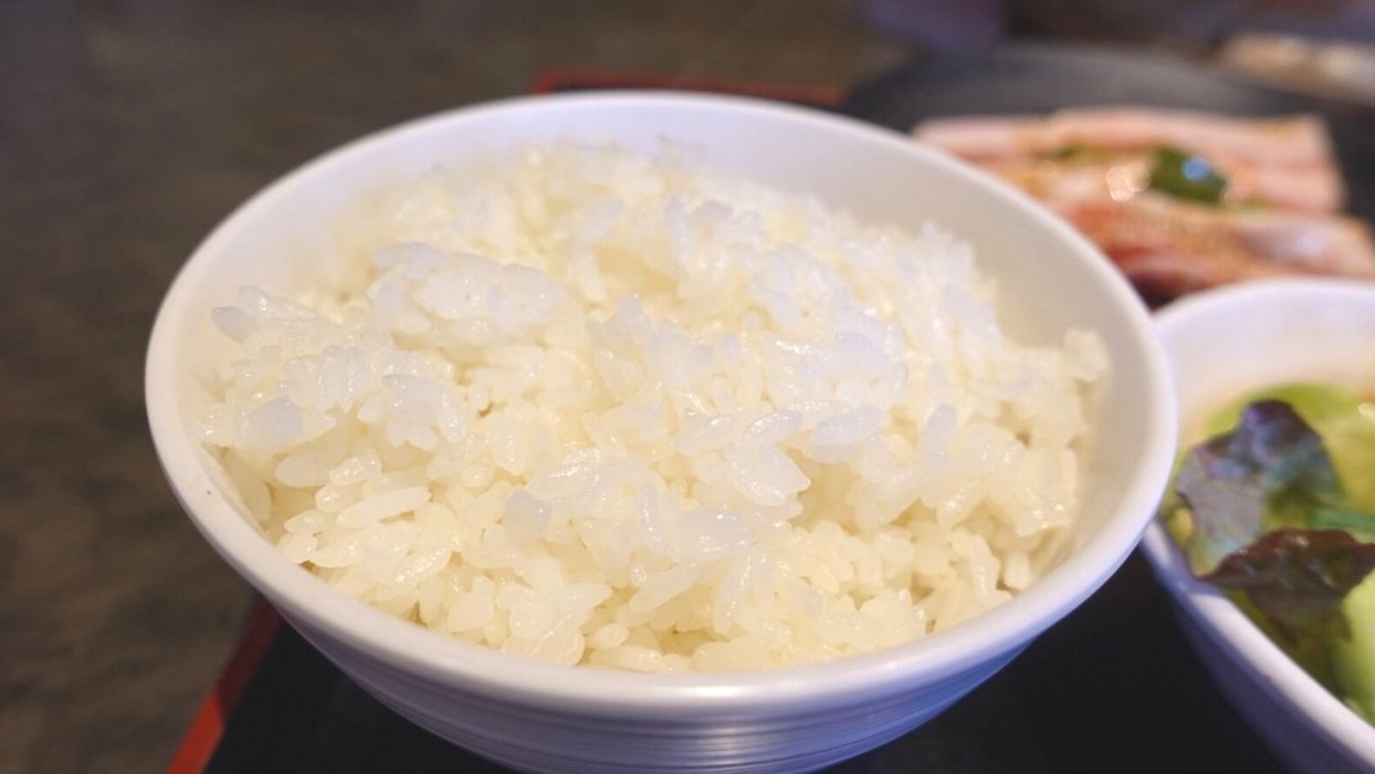 お米は固めで、粒立ちツヤツヤ。イイ！